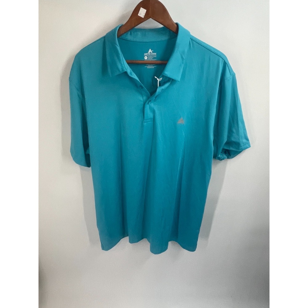 Arctic Cool Mens Short Sleeve Classic Golf Polo Shirt Turquoise Blue 2XL